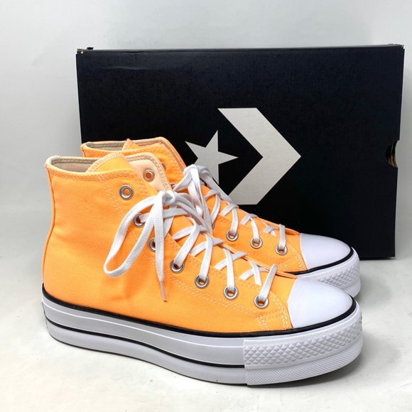 Converse Ctas Lift Platform For Women Sneakers Orange Canvas High Top SB A03052F - Picture 4 of 10